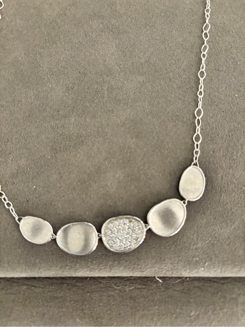 Marco Bicego Lunaria 18k White Gold with Pave Diamonds Necklace